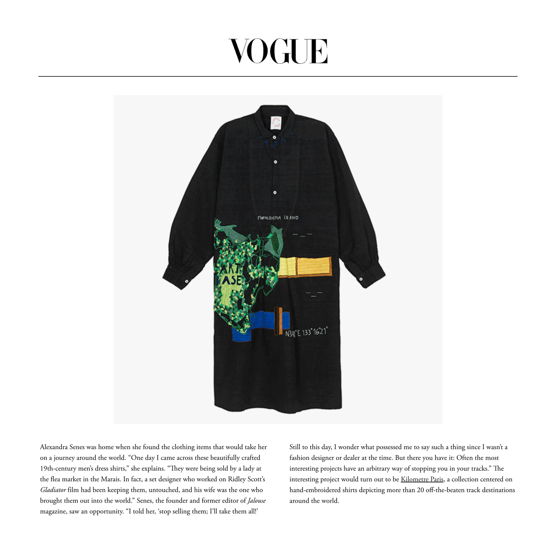 Kilometre Paris featured in Vogue.